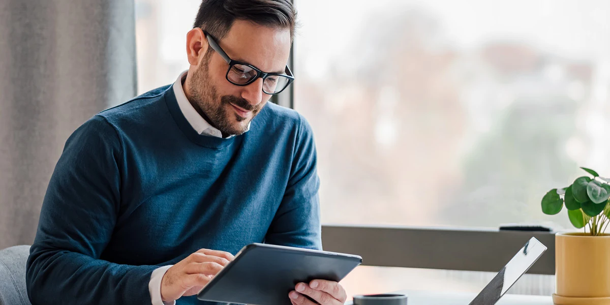 A man working on his tablet