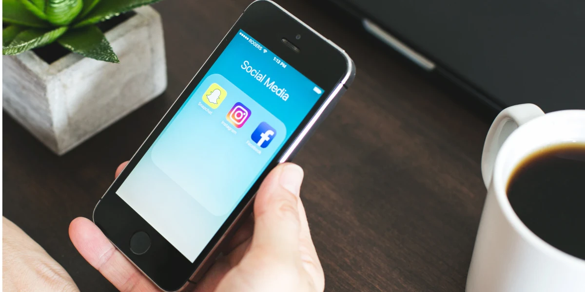 Smartphone with social media icons