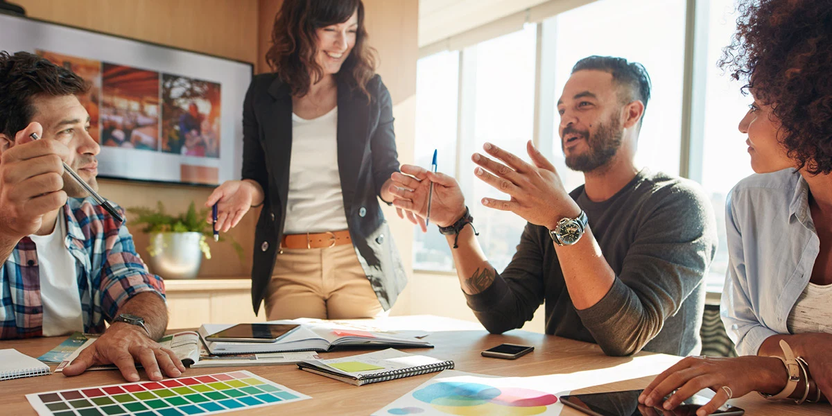 A team in a brainstorming session