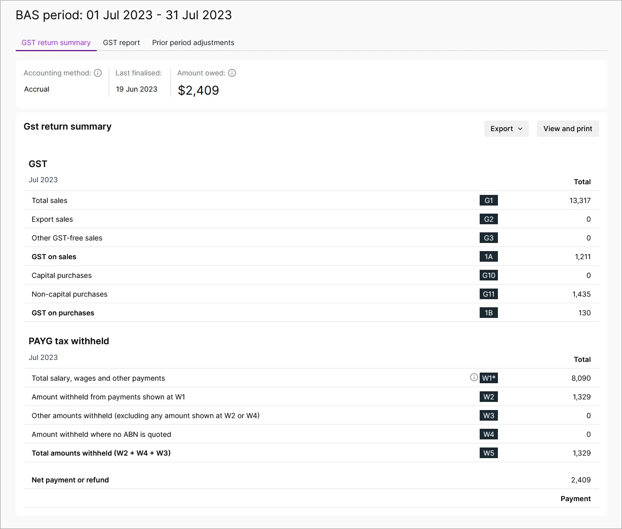 Completing your activity statement
