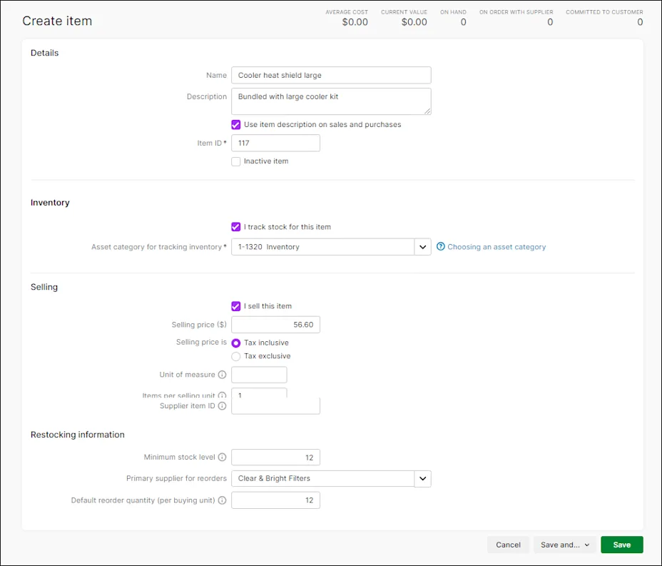 Create Item Creating items