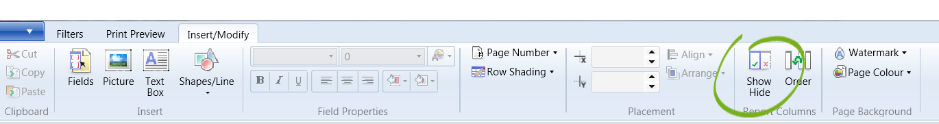 Displaying a report