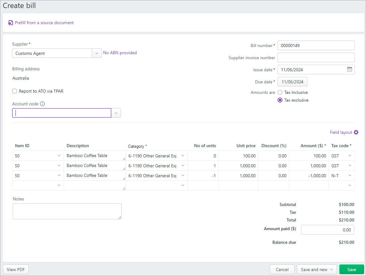 Recording overseas purchases and import costs