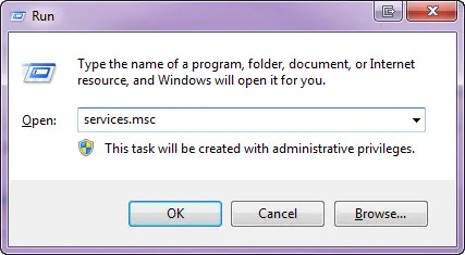 Run services.msc