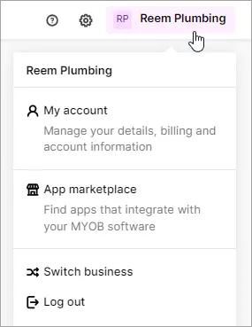 Business menu clicked with options shown