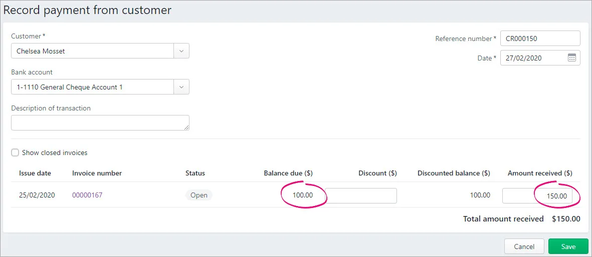 Customer overpayments