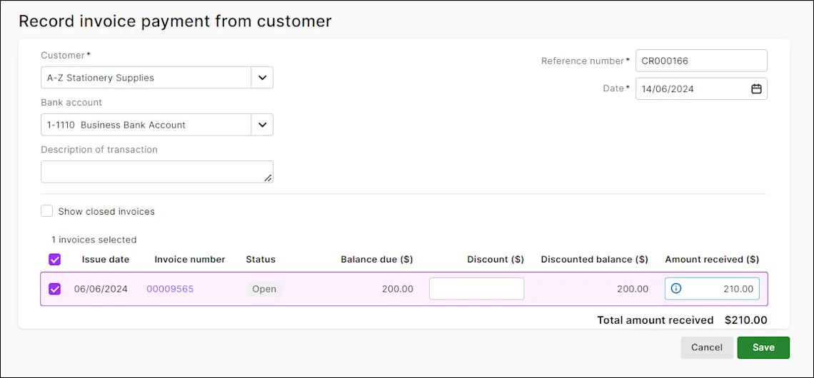 Customer overpayments