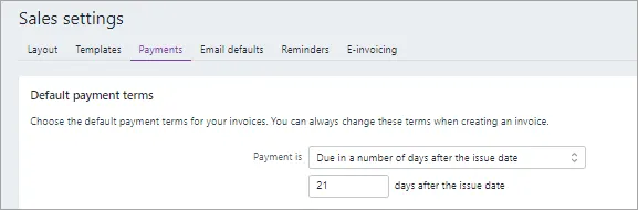 Default payment terms