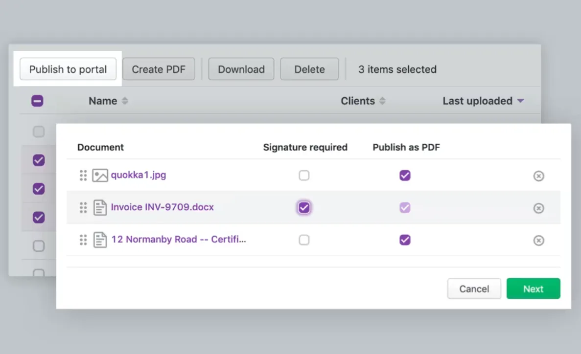 Document management function in MYOB Practice 