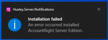 Server Edition Installation Failed message