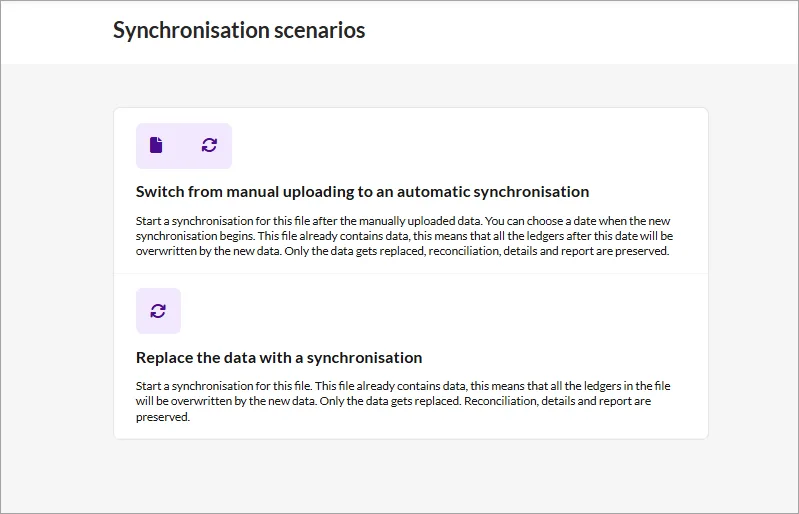 Switch from manual uploading to an automatic synchronisation or Replace the data with a synchronisation