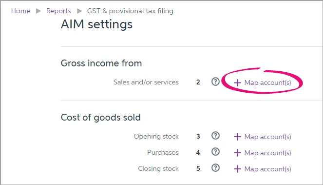 GST and provisional tax filing Map Accounts