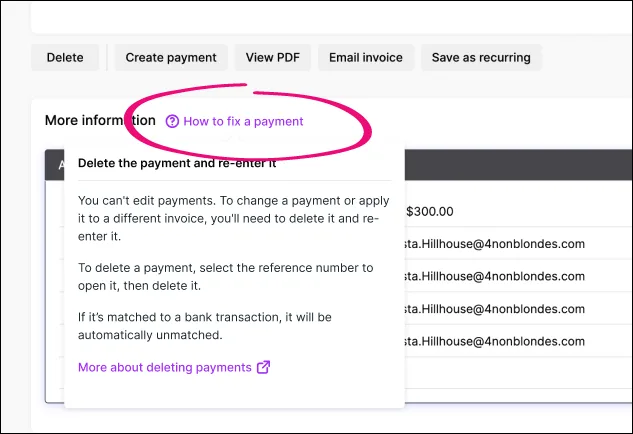 How to fix a payment help popover