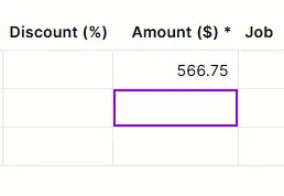 Animation showing amount field with calculation