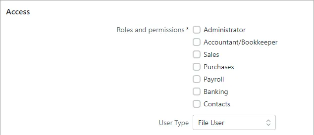 Roles and permissions in MYOB