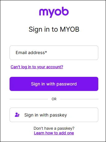 Sign in with a password or passkey