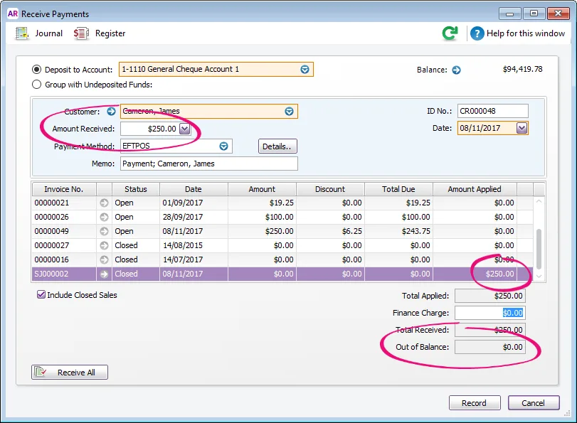Prepayment Amount Customer prepayments