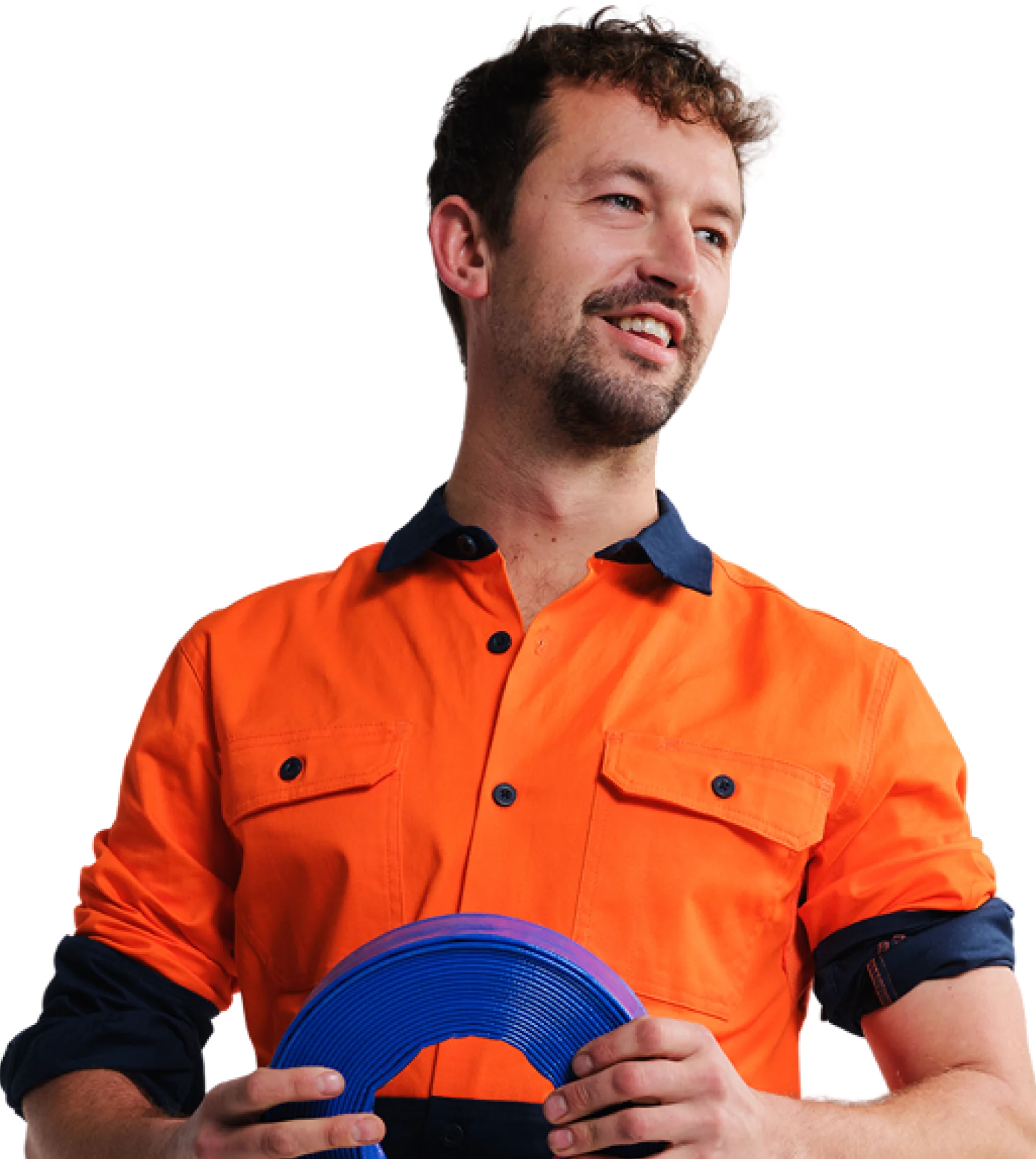 Smiling man in yellow shirt 