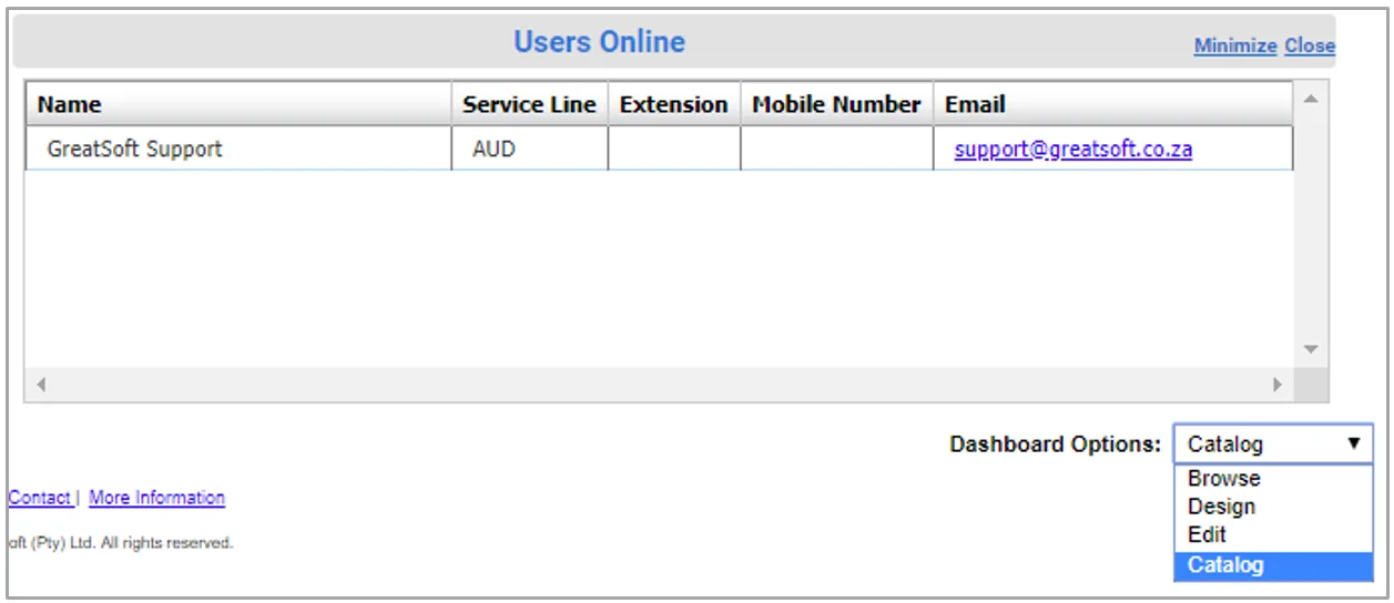 Dashboard Options