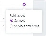 Field layout clicked with options shown