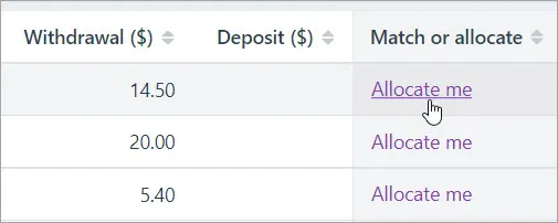 Allocating bank transactions