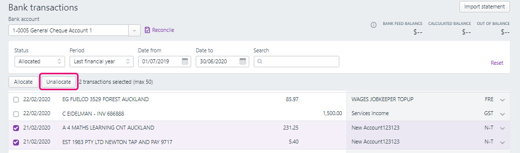 Matching bank transactions to categories