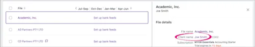 Linking an online file to a client