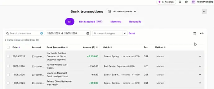 Show separate withdrawal and deposit columns