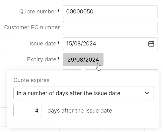 Quote expiry options