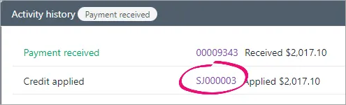 Credit reference number highlighted