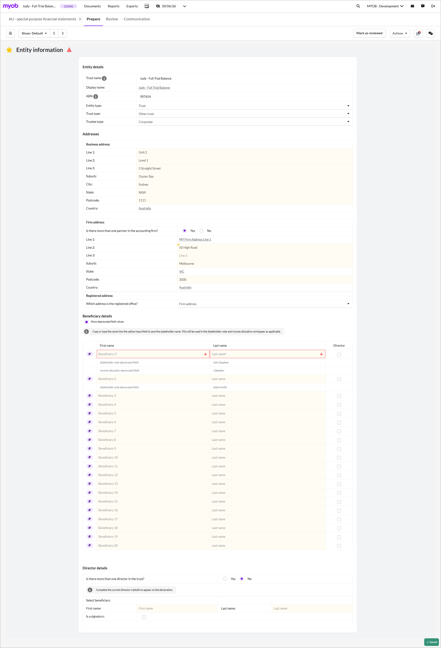 Entity information template update