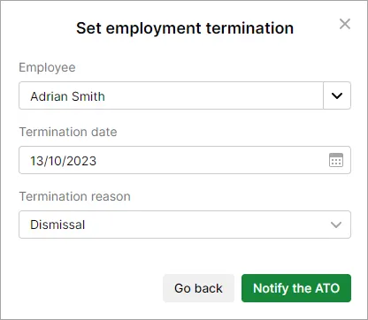 Example termination details