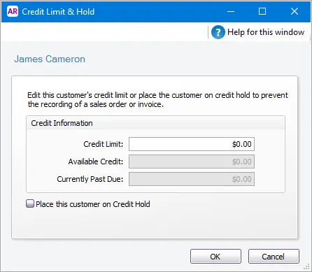 Credit Limit and Hold window