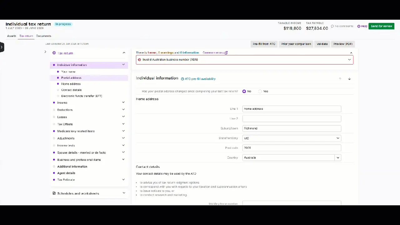 Docking tax comparison to side of window and hiding tax navigation