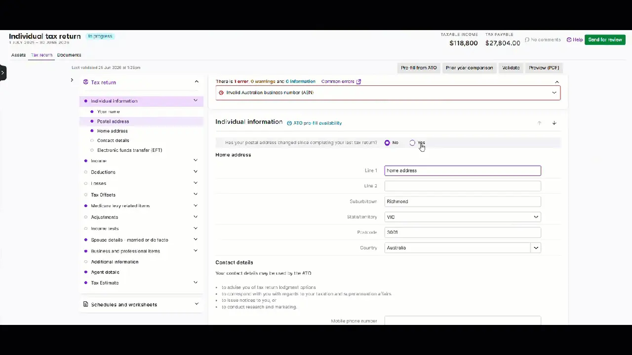 Docking tax comparison to side of window and hiding tax navigation