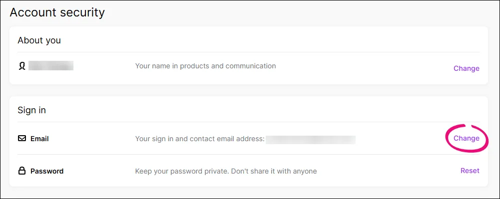 In the Sign in > Email section, click Change