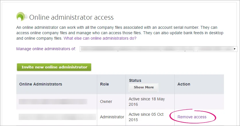 remove online administrator access