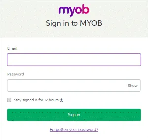 myob sign in window