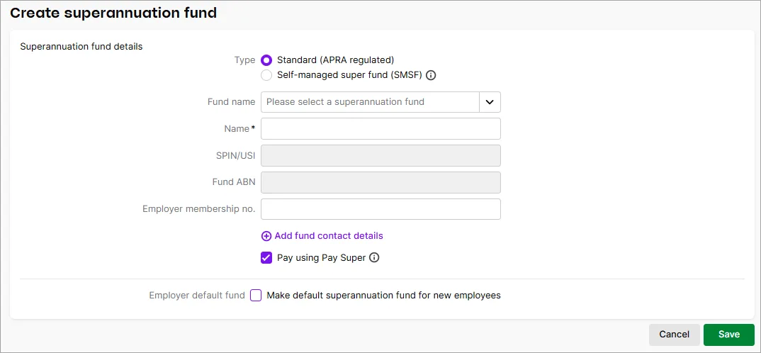 Create superannuation fund