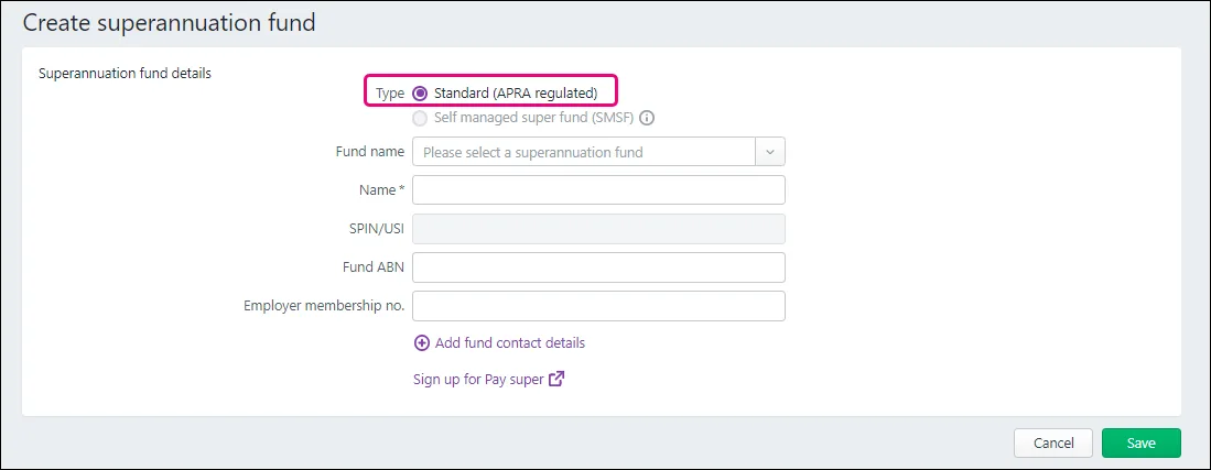 Create superannuation fund