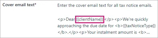clientName highlighted as a field variable example