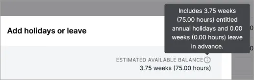 Example info showing balance of leave in advance