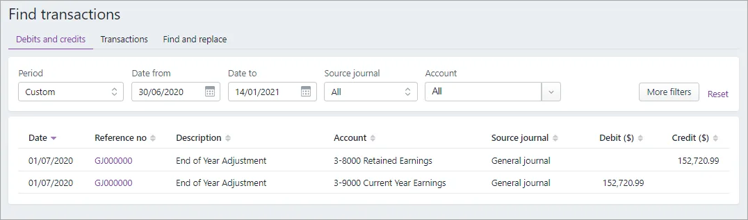 Current earnings to retained earnings journal entries