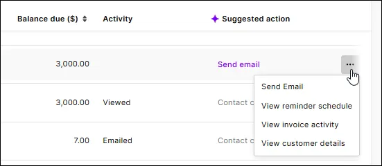 Quick actions in the Overdue view