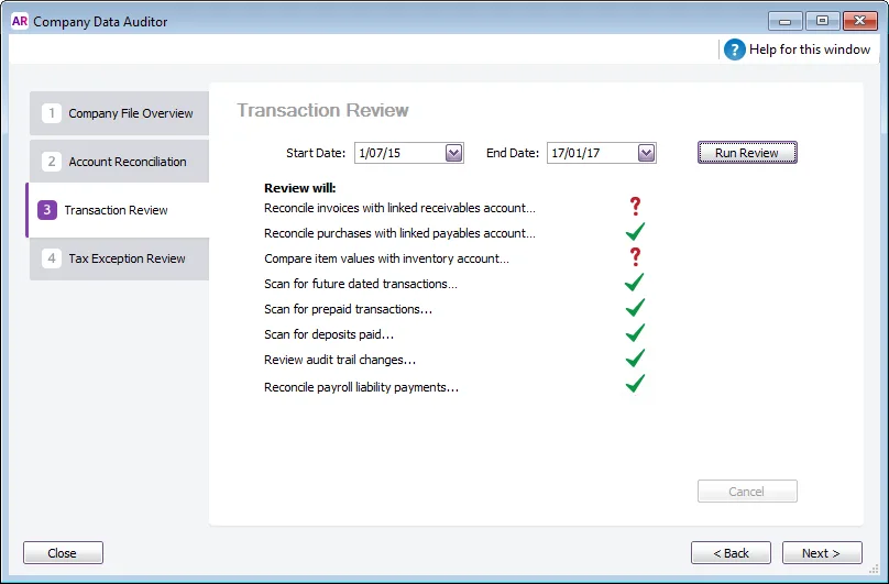 Company Data Auditor receivables