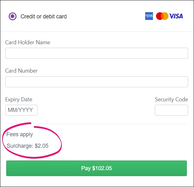 Enter payment details then click Pay