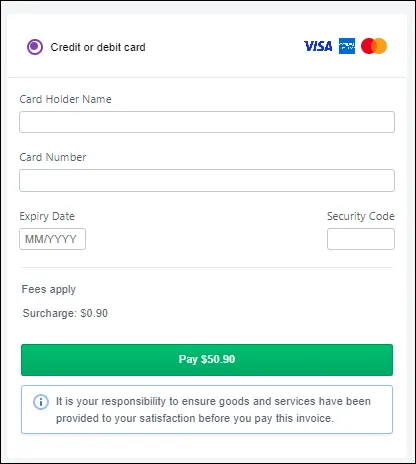 Enter payment details then click Pay