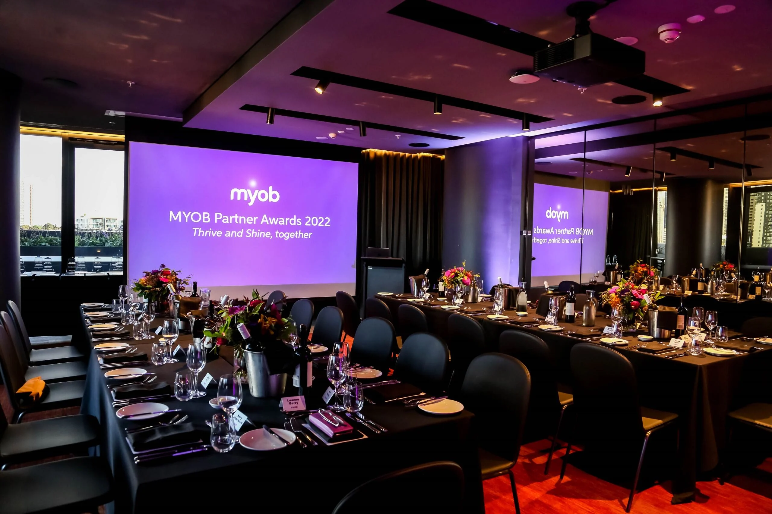 Partner Award table setting for MYOB 2022