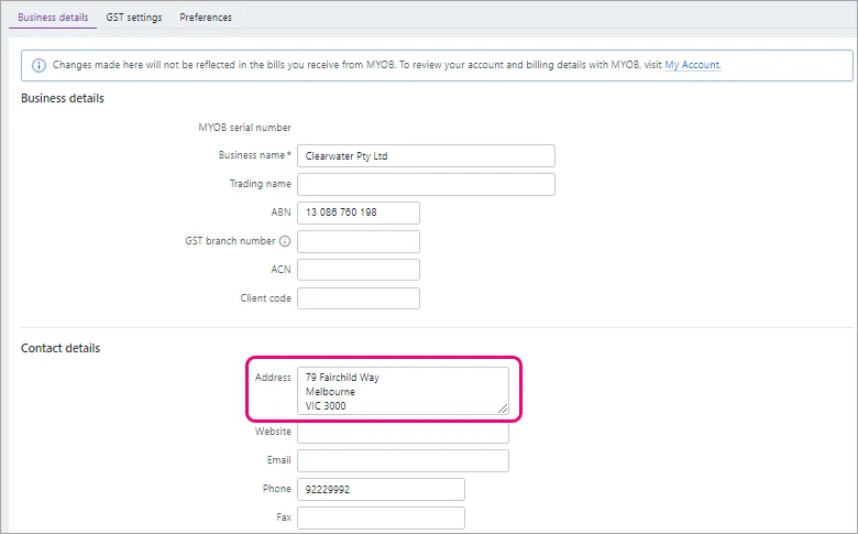 New MYOB Essentials contact details