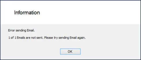 Example error sending email message